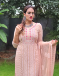 Peach Embroidered kurta